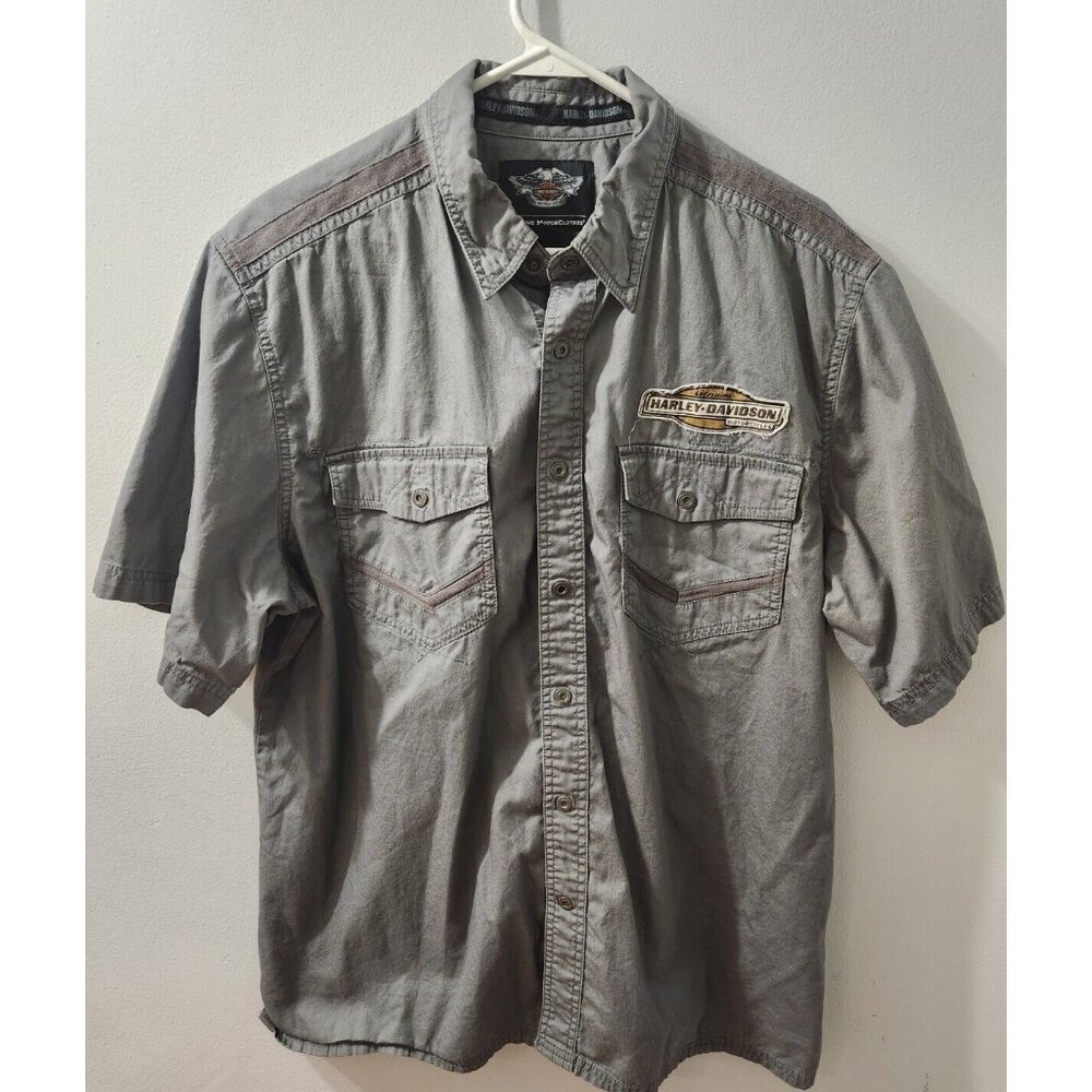 Harley Davidson Button Shirt XL Men Grey
